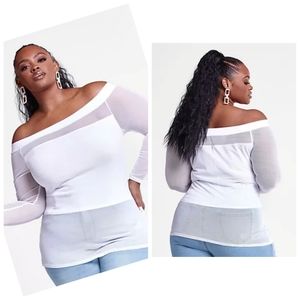 Mesh Off The Shoulder Top